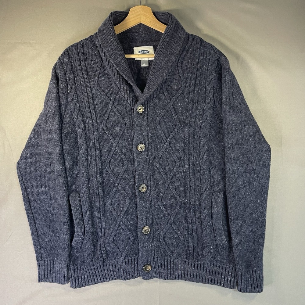 Old Navy Chunky Knit Cardigan Sweater Mens Medium Grandpacore Cottage